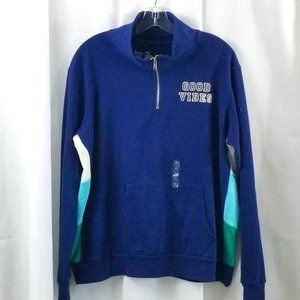 Flirtitude Active Good Vibes Quarter Zip Blue Sweatshirt Size XL